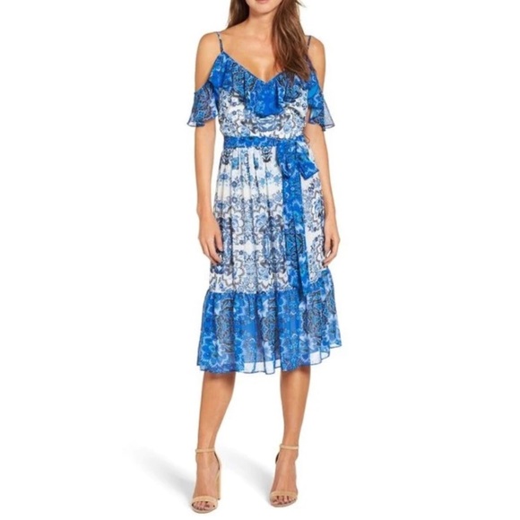 Eliza J Dresses & Skirts - Eliza J Cold shoulder Tiered Floral dress size: 12